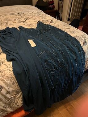 Teal Beaded Evening Gown